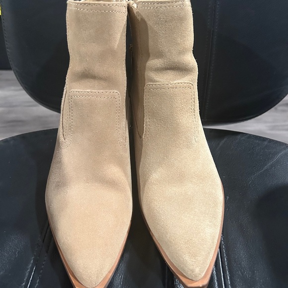 Vince Camuto Beige Suede Ankle Booties - Picture 2 of 9
